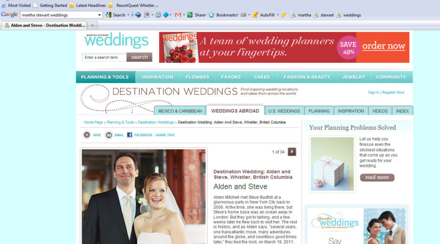 Photos Featured On Martha Stewart Weddings Website