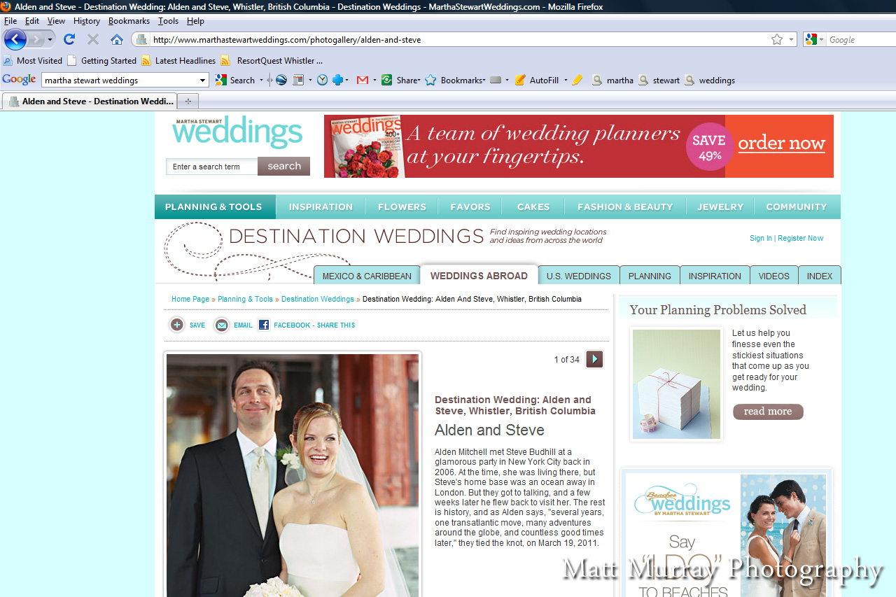 Photos Featured On Martha Stewart Weddings Website